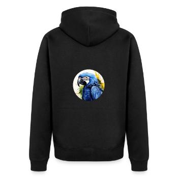 Hyacinth Macaw - Unisex Premium Organic Zip Hoodie - black - Back - Nico (187cm)