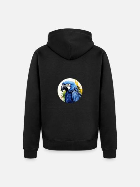Hyacinth Macaw - Unisex Premium Organic Zip Hoodie - black