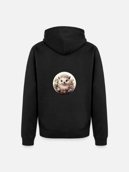 Cute hedgehog - Unisex Premium Organic Zip Hoodie - black
