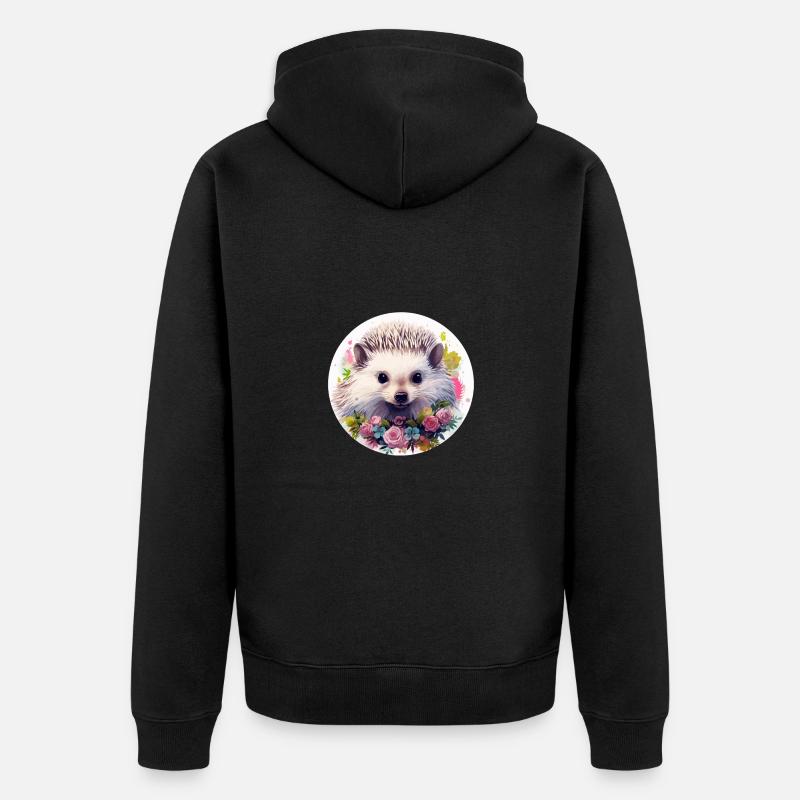 Hérisson mignon - Veste à capuche bio Premium Unisexe - noir