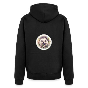 Cute hedgehog - Unisex Premium Organic Zip Hoodie - black - Back - Nico (187cm)