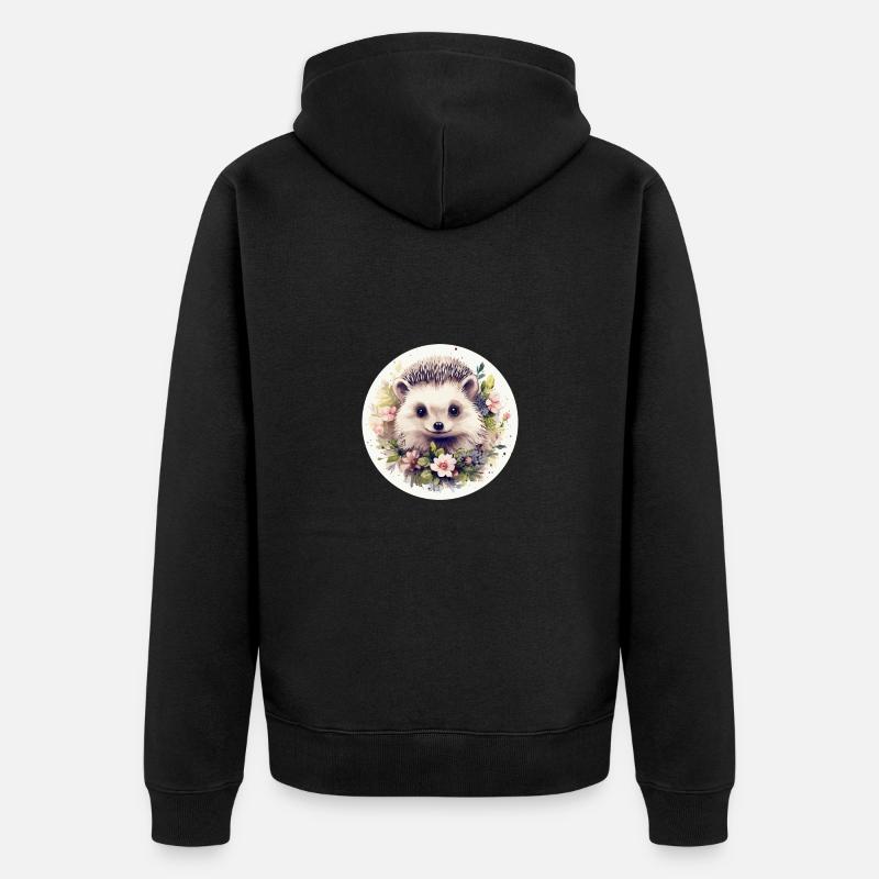 Hérisson mignon - Veste à capuche bio Premium Unisexe - noir
