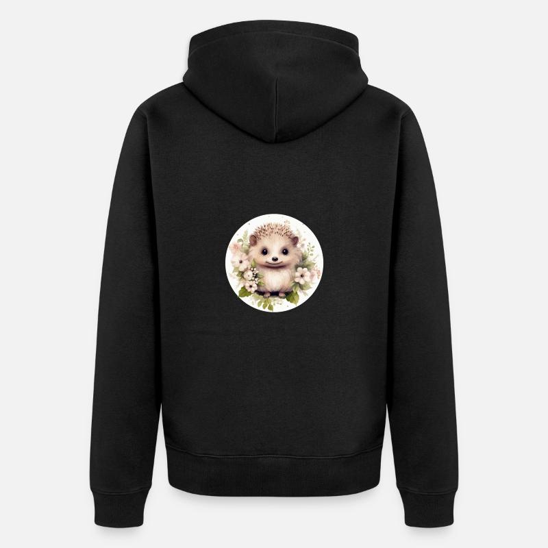 Hérisson mignon - Veste à capuche bio Premium Unisexe - noir