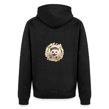 Cute hedgehog - Unisex Premium Organic Zip Hoodie - black - Back - Nico (187cm)