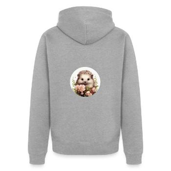 Süßer Igel - Unisex Premium Bio Zip Hoodie - Grau meliert - Hinten - Nico (187cm)