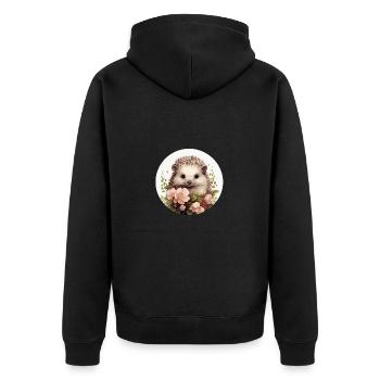 Cute hedgehog - Unisex Premium Organic Zip Hoodie - black - Back - Nico (187cm)