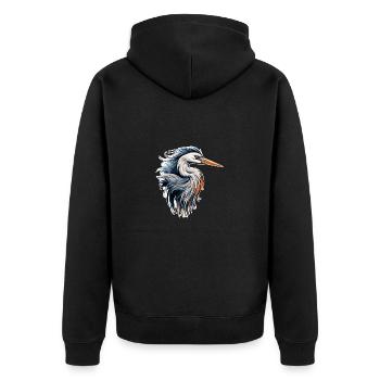 Reiher - Unisex Premium Bio Zip Hoodie - Schwarz - Hinten - Nico (187cm)