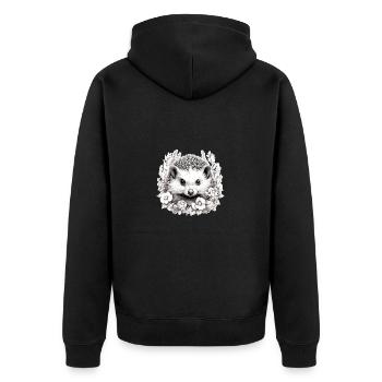 Süßer Vintage Igel - Unisex Premium Bio Zip Hoodie - Schwarz - Hinten - Nico (187cm)
