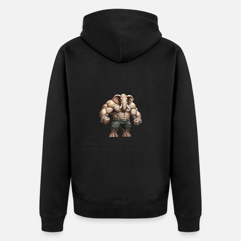 Bodybuilder Elefant - Unisex Premium Bio Zip Hoodie - Schwarz