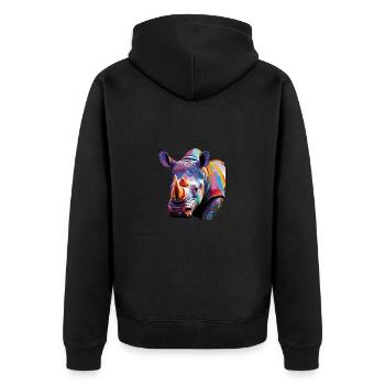 Rhinoceros - Unisex Premium Organic Zip Hoodie - black - Back - Nico (187cm)
