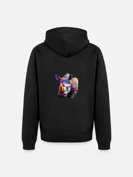 Rhinoceros - Unisex Premium Organic Zip Hoodie - black