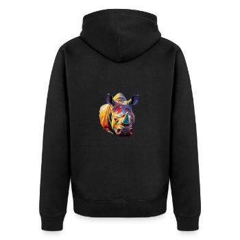 Rhinoceros - Unisex Premium Organic Zip Hoodie - black - Back - Nico (187cm)