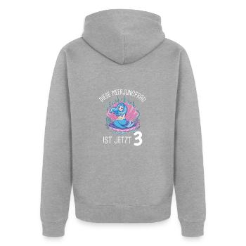 Geschenk 3 Jahre Geburtstagskind - Unisex Premium Bio Zip Hoodie - Grau meliert - Hinten - Nico (187cm)
