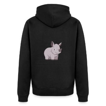 Rhinoceros - Unisex Premium Organic Zip Hoodie - black - Back - Nico (187cm)