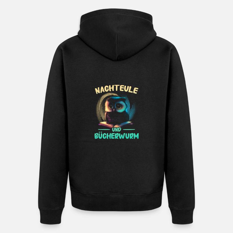 Nachteule Eule Eulen Vogel - Unisex Premium Bio Zip Hoodie - Schwarz