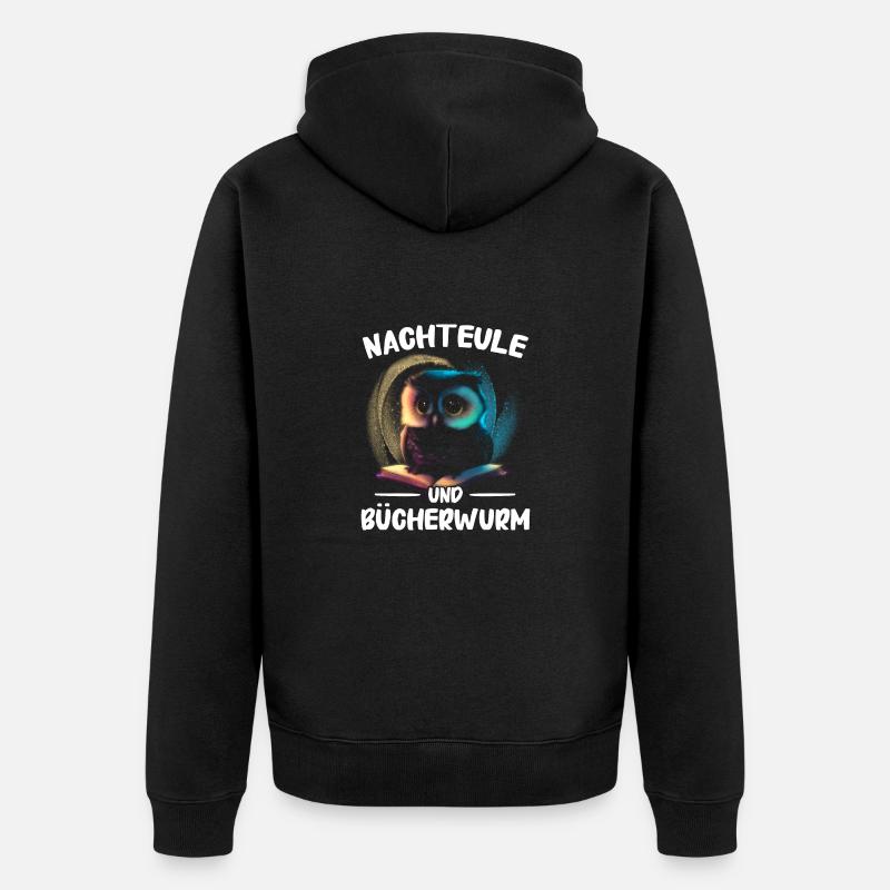 Nachteule Eule Eulen Vogel - Unisex Premium Bio Zip Hoodie - Schwarz