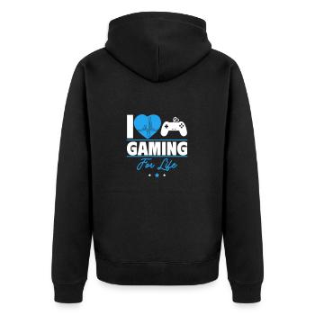 I love gaming forever – For all gamers! - Unisex Premium Organic Zip Hoodie - black - Back - Nico (187cm)