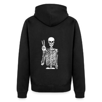 Costume de squelette Drôle Halloween Doigt de la paix - Veste à capuche bio Premium Unisexe - noir - Dos - Nico (187cm)