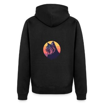 Lynx - Unisex Premium Organic Zip Hoodie - black - Back - Nico (187cm)