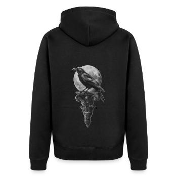 Raven - Unisex Premium Organic Zip Hoodie - black - Back - Nico (187cm)