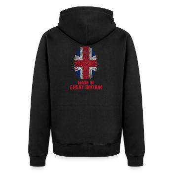 Großbritannien Flagge - Made in Great Britain Gesc - Unisex Premium Bio Zip Hoodie - Schwarz - Hinten - Nico (187cm)