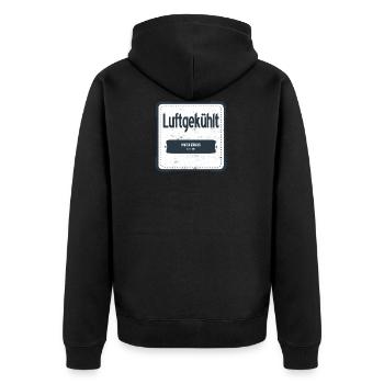 Luftgekühlt Made in Germany USED LOOK - Unisex Premium Bio Zip Hoodie - Schwarz - Hinten - Nico (187cm)