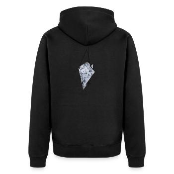 Berg Grafik Muster - Unisex Premium Bio Zip Hoodie - Schwarz - Hinten - Nico (187cm)