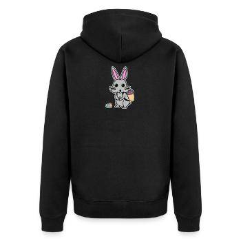Osterhase versteckt Oster Eier Geschenk Tier Hase - Unisex Premium Bio Zip Hoodie - Schwarz - Hinten - Nico (187cm)