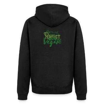 Vegetarier Herz Tier Hunger Geschenk Vegan Fleisch - Unisex Premium Bio Zip Hoodie - Schwarz - Hinten - Nico (187cm)