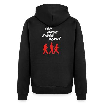 Kult - Ich habe einen Plan! - DDR TV - Unisex Premium Bio Zip Hoodie - Schwarz - Hinten - Nico (187cm)
