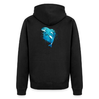 Wal Orca Freiheit Fisch Tier Geschenk vintage - Unisex Premium Bio Zip Hoodie - Schwarz - Hinten - Nico (187cm)