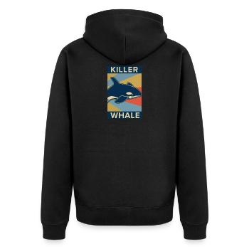 Killer Wal Orca Fisch Geschenk Meer Ozean Tier - Unisex Premium Bio Zip Hoodie - Schwarz - Hinten - Nico (187cm)