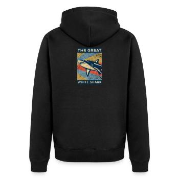 grand requin blanc poisson dangereux cadeau vintage - Veste à capuche bio Premium Unisexe - noir - Dos - Nico (187cm)