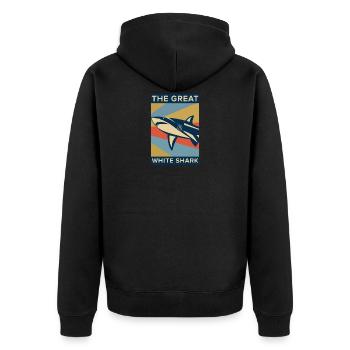 Grand requin blanc poisson dangereux cadeau animal mer - Veste à capuche bio Premium Unisexe - noir - Dos - Nico (187cm)