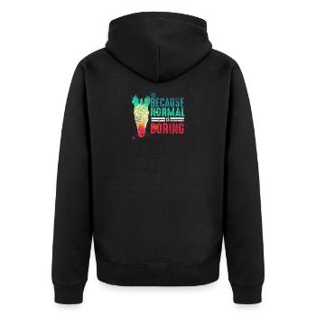 Normal boring party gift zebra vintage - Unisex Premium Organic Zip Hoodie - black - Back - Nico (187cm)