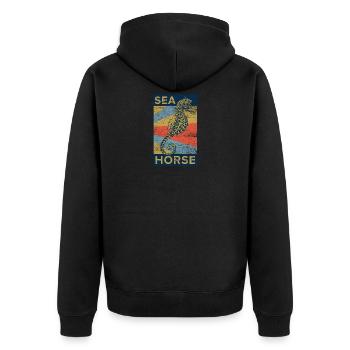 Hippocampe hippocampe poisson mer océan cadeau - Veste à capuche bio Premium Unisexe - noir - Dos - Nico (187cm)
