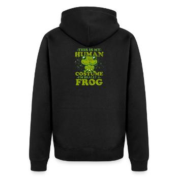 Frog carnival costume Halloween disguise - Unisex Premium Organic Zip Hoodie - black - Back - Nico (187cm)