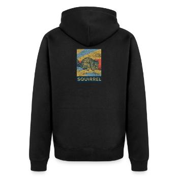 Écureuil noix forêt arbre animal cadeau vintage - Veste à capuche bio Premium Unisexe - noir - Dos - Nico (187cm)