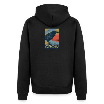 Raven crow bird animal gift pet vintage - Unisex Premium Organic Zip Hoodie - black - Back - Nico (187cm)