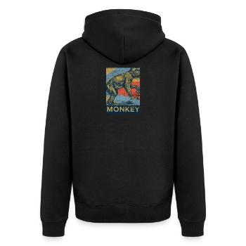 Monkey primate gorilla chimpanzee animal zoo zoo - Unisex Premium Organic Zip Hoodie - black - Back - Nico (187cm)