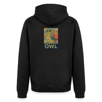 Owl eagle owl bird animal gift night owl party dance - Unisex Premium Organic Zip Hoodie - black - Back - Nico (187cm)
