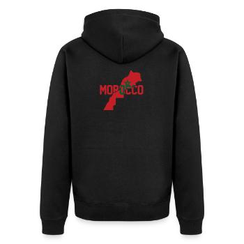 Marokko Karte - Unisex Premium Bio Zip Hoodie - Schwarz - Hinten - Nico (187cm)