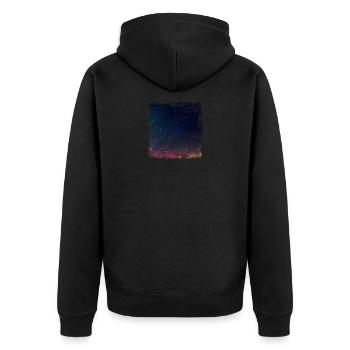 Sternenhimmel Nacht Himmel Stern Universum Mond - Unisex Premium Bio Zip Hoodie - Schwarz - Hinten - Nico (187cm)