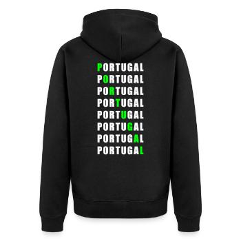 Portugal - Unisex Premium Organic Zip Hoodie - black - Back - Nico (187cm)