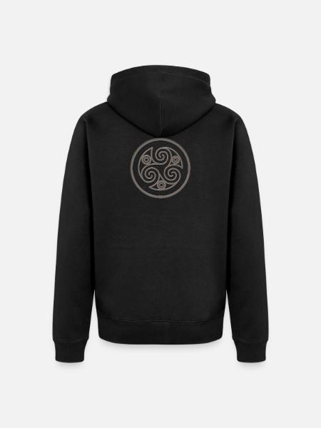 Triskele Celtic spiral brown - Unisex Premium Organic Zip Hoodie - black