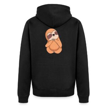Faultier - Unisex Premium Bio Zip Hoodie - Schwarz - Hinten - Nico (187cm)