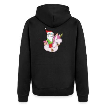 Lustiger Weihnachtsmann Santa Claus Weihnachten - Unisex Premium Bio Zip Hoodie - Schwarz - Hinten - Nico (187cm)