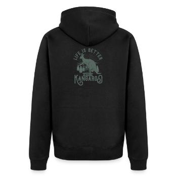 Känguru - Unisex Premium Bio Zip Hoodie - Schwarz - Hinten - Nico (187cm)