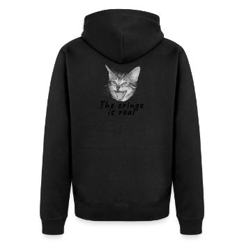 The cringe is real Katze - Unisex Premium Bio Zip Hoodie - Schwarz - Hinten - Nico (187cm)
