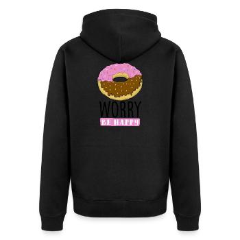 Donut Worry - Unisex Premium Organic Zip Hoodie - black - Back - Nico (187cm)